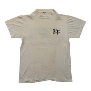 VTG 80's Ocean Pacific OP Scuba Diver Graphic Short Sleeve T-Shirt Cream S